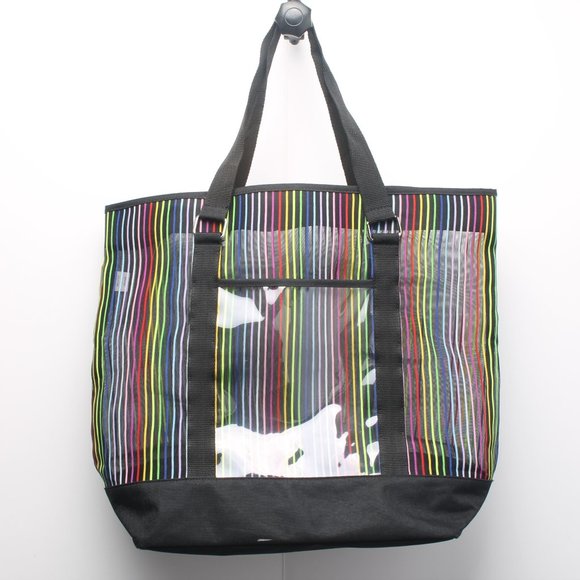 EUC Colorful See-thru Tote Summer Beach Vacation Swimming Travel - Picture 1 of 10